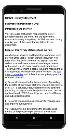 Privacy Policy screen
